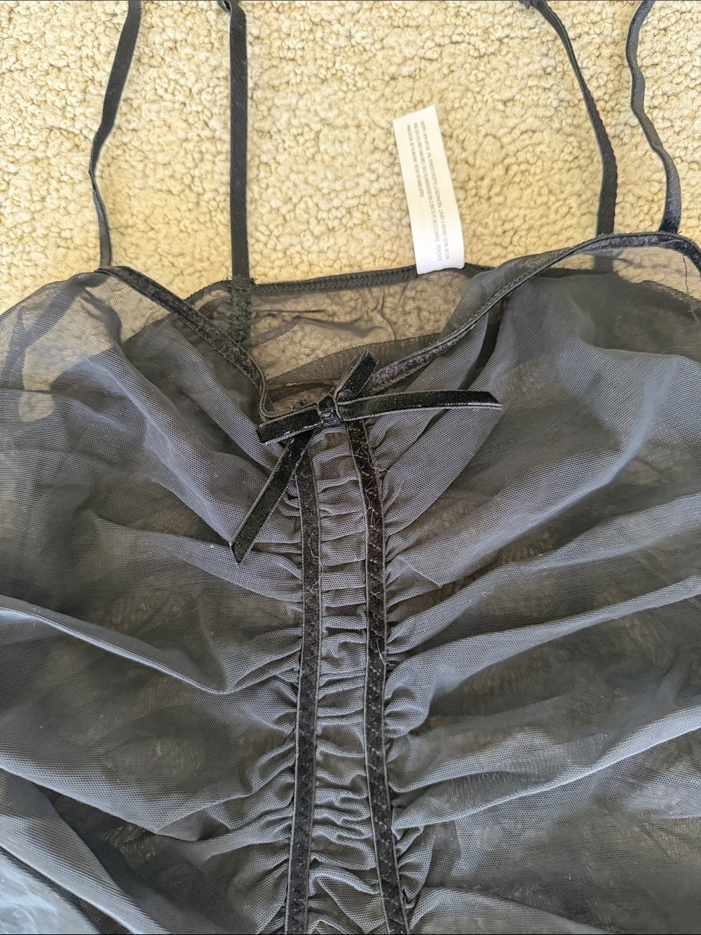 Auden Mesh Lingerie Slip Dress in Black Sheer Ruched Chemise Bodycon Women S NEW - Picture 8 of 12